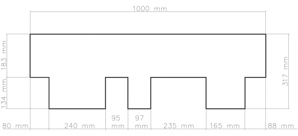 Schéma bonského šindele Guttatec Topglass Irregular