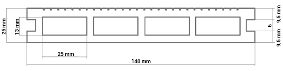 Schéma terasového prkna WPC